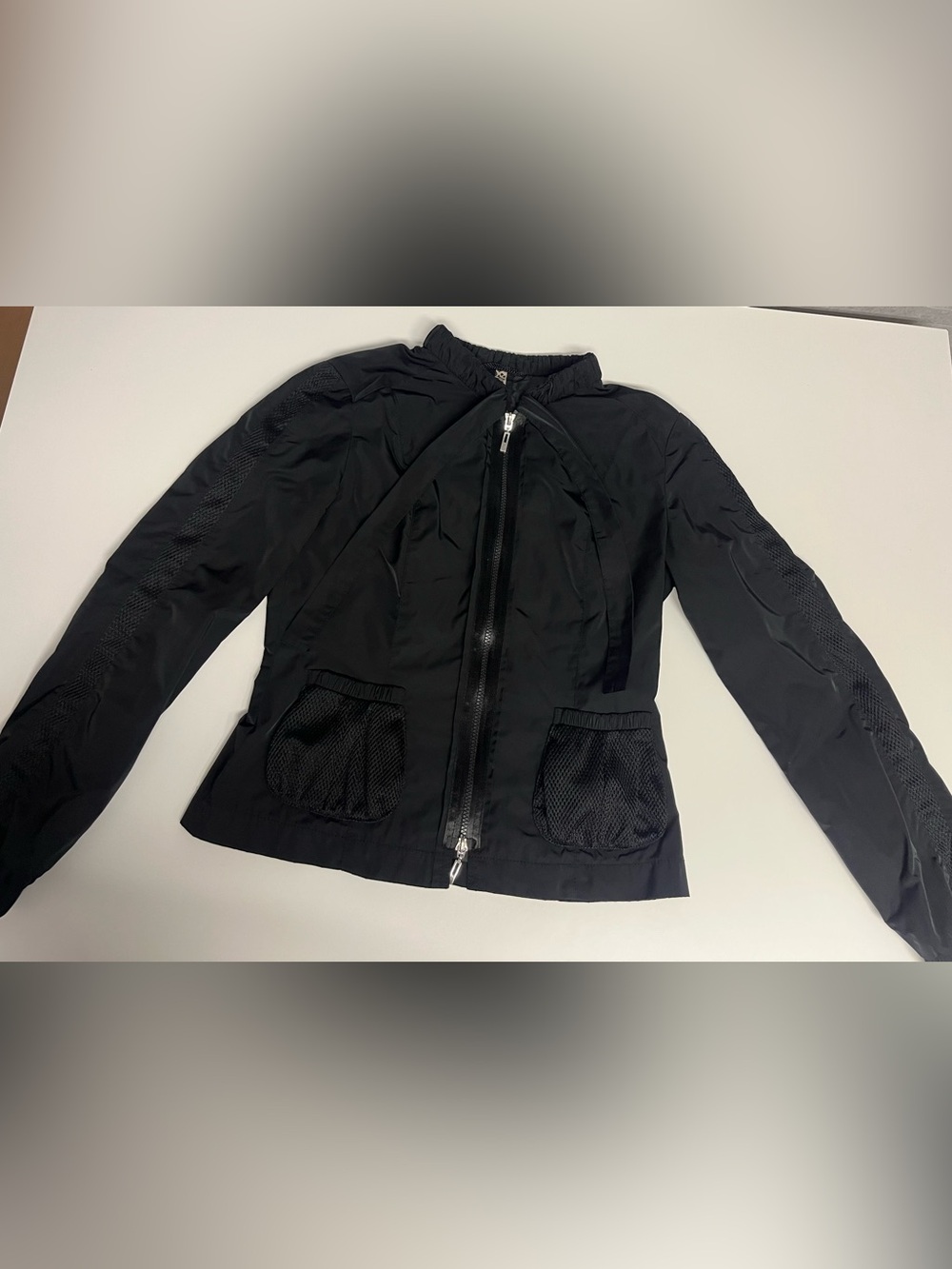 Black Women's Lightweight Bomber Jacket with Mesh Pockets